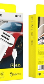 Borofone BZ12 Lasting Power 2USB 2.4A + USB Type-C White
