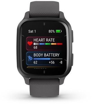 Garmin Venu Sq 2 Slate Aluminum Bezel with Shadow Gray Case and Silicone Band (010-02701-00/10)