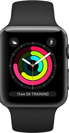 Apple Watch 38mm Series 3 GPS Space Gray Aluminum Case with Black Sport Band (MTF02)