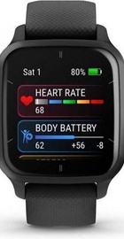 Garmin Venu Sq 2 – Music Edition Slate Aluminum Bezel with Black Case and Silicone Band (010-02700-00/10/80
