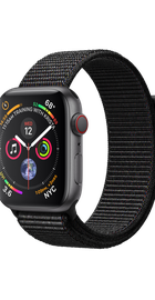 Apple Watch Series 4 GPS + Cellular 44mm Space Gray Aluminum Case with Black Sport Loop (MTUX2, MTVV2)