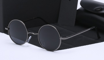 R. Bcollection Stimpank Round Sunglasses Woman (Black Frame, Grey Lenses)