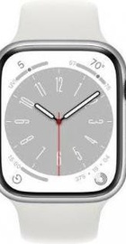 Apple Watch Series 8 GPS 45mm Silver Aluminum Case with White S. Band - S/M (MP6P3/MP6T3)