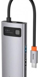 Baseus Metal Gleam Series 4-in-1 Multifunctional Type-C HUB Docking Station (2xUSB3.0 + 4KHD + Type-C) Gray (CAHUB-CY0G)