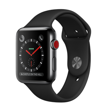 Apple Watch 42mm Series 3 GPS + Cellular Space Black Stainless Steel Case with Black Sport Band (MQM02)