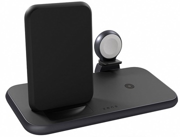 Zens Stand + Watch 4 in 1 Aluminium Wireless Charger Black with 45W USB-C PD Wall Charger (ZEDC15B/00)