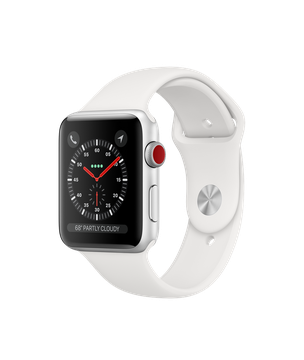 Apple Watch 42mm Series 3 GPS + Cellular Silver Aluminum Case with White Sport Band (MTGR2)