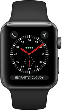 Apple Watch 42mm Series 3 GPS + Cellular Space Gray Aluminum Case with Black Sport Band (MQK22)