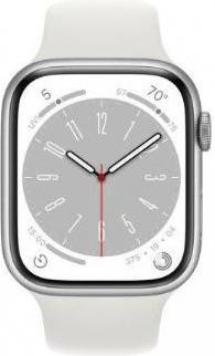 Apple Watch Series 8 GPS 45mm Silver Aluminum Case with White S. Band - S/M (MP6P3/MP6T3)