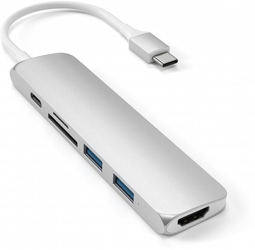 Satechi Aluminum Type-C Slim Multi-Port Adapter 4K V2 Silver (ST-SCMA2S)