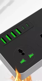 IQ Power Strip T09-PD (3 розетки + 4 USB + 2 Type-C) 2m