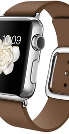 Apple Watch 38mm Stainless Steel Case with Brown Modern Buckle (MJ3C2)