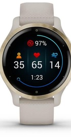 Garmin Venu 2S Light Gold Stainless Steel Bezel with Light Sand Case and Silicone Band (010-02429-01/11)