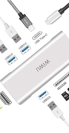 WIWU Alpha 7in1 (USB-C to 3xUSB3.0+HDMI+USB-C+SD/Micro SD) Space Grey