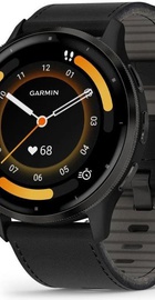 Garmin Venu 3 Slate S. Steel Bezel w. Black Case and Leather Band (010-02784-52/02)