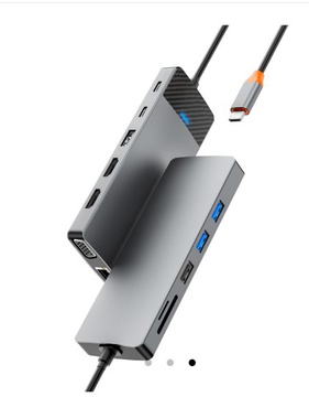 WIWU Linker 12in1 USB-C to (USB-C+2xUSB2.0+2xUSB3.0+SD/MicroSD+VGA+2xHDMI+RJ45+PD) 100W Grey (A12HV)