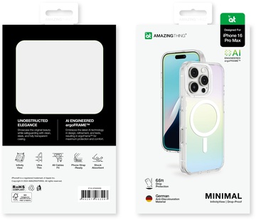 AmazingThing Minimal Case for iPhone 16 Pro with MagSafe Rainbow Clear