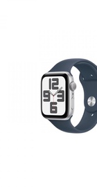 Apple Watch SE 2 GPS 44mm Silver Aluminium Case with Storm Blue Sport Band S/M (MREC3)