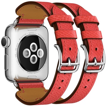 Apple Watch Hermes Leather Double Buckle Cuff 38mm/40mm/41mm/42mm Rose Jaipur Epsom (MNHT2)