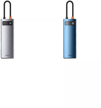 Hub Baseus Metal Gleam Multi-functional 8-in-1 (PD, USB, HDMI, RJ45) (CAHUB-CV0BL) Blue