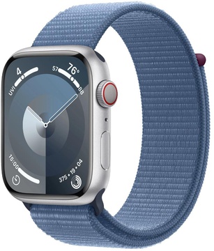 Apple Watch Series 9 GPS + Cellular 45mm Silver Aluminum Case with Winter Blue Sport Loop (MRMJ3)