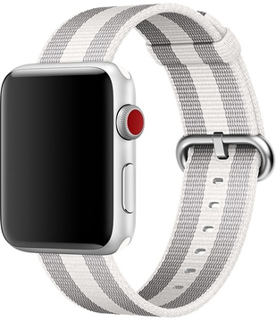 Apple Watch 38mm/40mm/41mm/42mm White Stripe Woven Nylon (MQVH2)