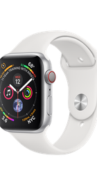 Apple Watch Series 4 GPS + Cellular 44mm Silver Aluminum Case with White Sport Band (MTUU2, MTVR2)