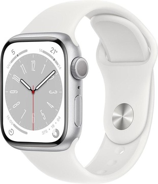 Apple Watch Series 8 GPS 41mm Silver Aluminum Case with White S. Band M/L (MP6M3)