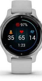 Garmin Venu 2S Silver Stainless Steel Bezel with Mist Gray Case and Silicone Band (010-02429-12)