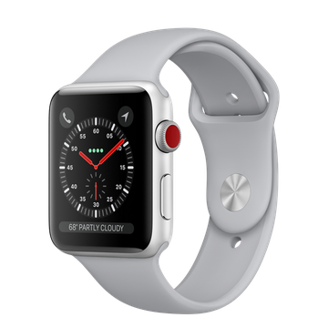 Apple Watch 42mm Series 3 GPS + Cellular Silver Aluminum Case with Fog Sport Band (MQKM2)