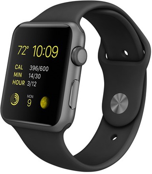 Apple Watch Sport 42mm Space Gray Aluminum Case Black Sport Band (MJ3T2) CPO