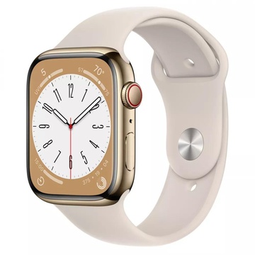 Apple Watch Series 8 GPS + Cellular 45mm Gold Stainless Steel Case with Starlight Sport Band (MNKM3)