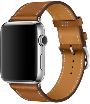 Apple Watch Hermes Leather Single Tour 42mm/44mm/45mm/46mm/49mm Fauve Barenia (MMMR2)