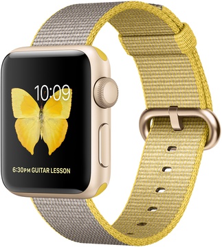 Apple Watch 38mm Series 2 Gold Aluminum Case with Yellow/Light Gray Woven Nylon (MNP32)