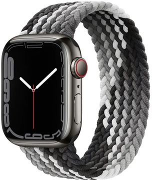 Apple Braided Solo Loop for Watch 42mm/44mm/45mm/46mm/49mm Black-White-Grey Size L 165mm (high copy)