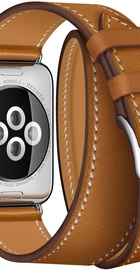 Apple Watch Hermes 38mm Series 2 Stainless Steel Case with Fauve Barenia Leather Double Tour (MNQ92)