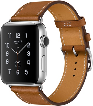 Apple Watch Hermes 38mm Series 2 Stainless Steel Case with Fauve Barenia Leather Single Tour (MNQ82)
