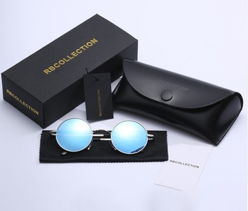 R. Bcollection Stimpank Round Sunglasses Woman (Silver Frame, Вlue Mirror Lenseses)