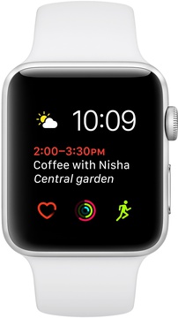 Apple Watch 38mm Series 2 Silver Aluminum Case with White Sport Band (MNNW2)