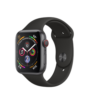 Apple Watch Series 4 GPS + Cellular 44mm Space Gray Aluminum Case with Black Sport Band (MTUW2, MTVU2)