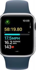 Apple Watch SE 2 GPS 40mm Silver Aluminium Case with Storm Blue Sport Band M/L (MRE23)