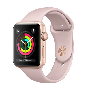 Apple Watch 42mm Series 3 GPS Gold Aluminium Case with Pink Sand Sport Band (MQL22)