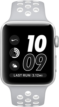 Apple Watch Nike+ 38mm Series 2 Silver Aluminum Case with Flat Silver/White Nike Sport Band (MNNQ2)