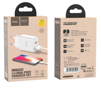 Hoco C62A Victoria 2USB 2.1A + Lightning White