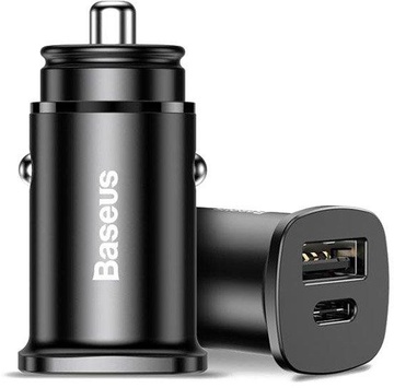 Baseus USB Car Charger USB 3.0 + USB-C 30W Black (CCALL-YS01)