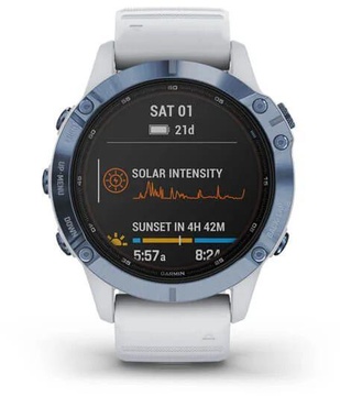 Garmin Fenix 6 Pro Solar Edition Mineral Blue with Whitestone Band (010-02410-19)