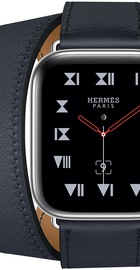 Apple Watch Hermes Series 4 GPS + Cellular 40mm Stainless Steel Case with Bleu Indigo Swift Leather Double Tour (MU6Q2)