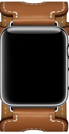 Apple Watch Hermes Leather Double Buckle Cuff 38mm/40mm/41mm/42mm Fauve Barenia (MPXD2)
