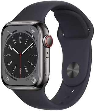 Apple Watch Series 8 GPS + Cellular 41mm Graphite Stainless Steel Case With Midnight Sport Band (MNJJ3)