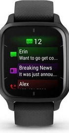 Garmin Venu Sq 2 – Music Edition Slate Aluminum Bezel with Black Case and Silicone Band (010-02700-00/10/80